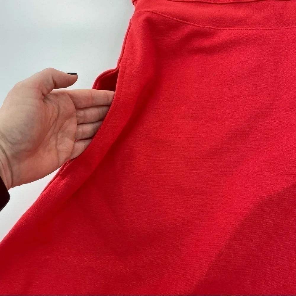 Lands‎ End Viscose Heavy Red V Back Sleeveless Skater Dress Size 14 Petite - Picture 6 of 13